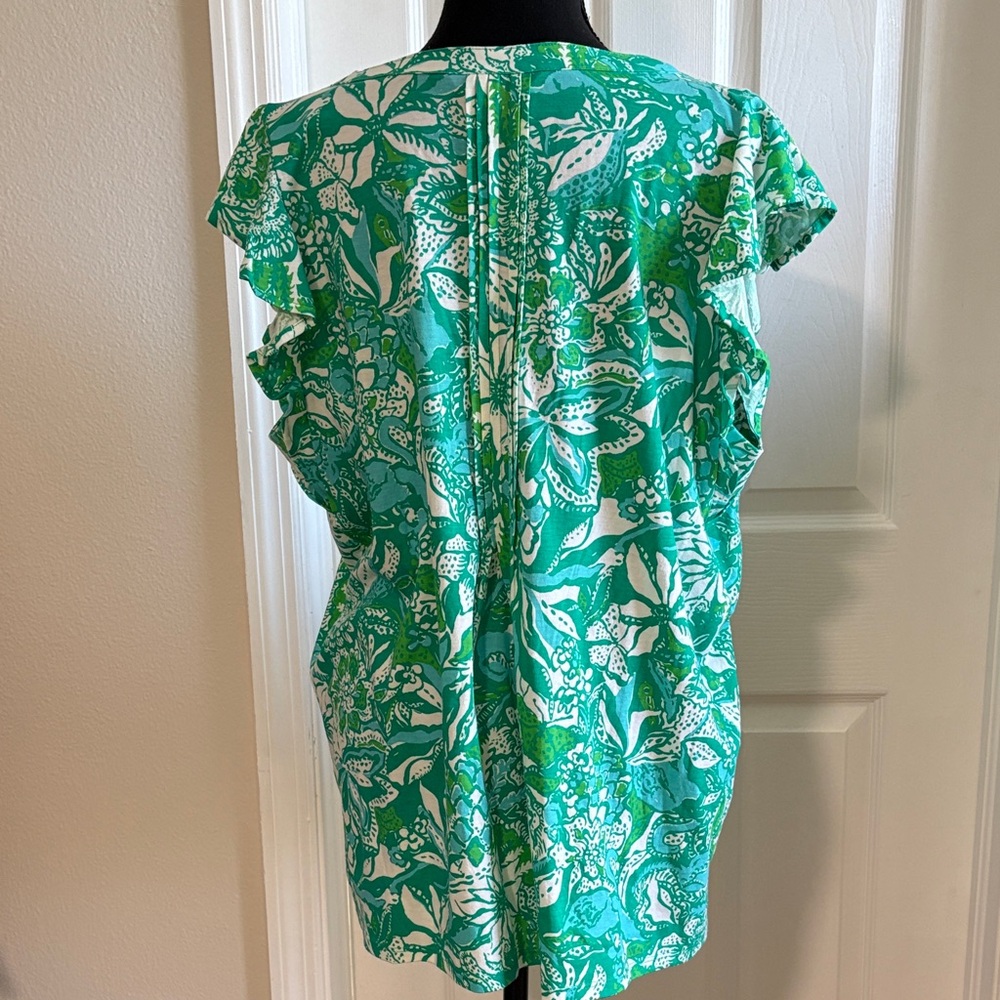 Lilly Pulitzer Green White Floral Tunic - Picture 5 of 7